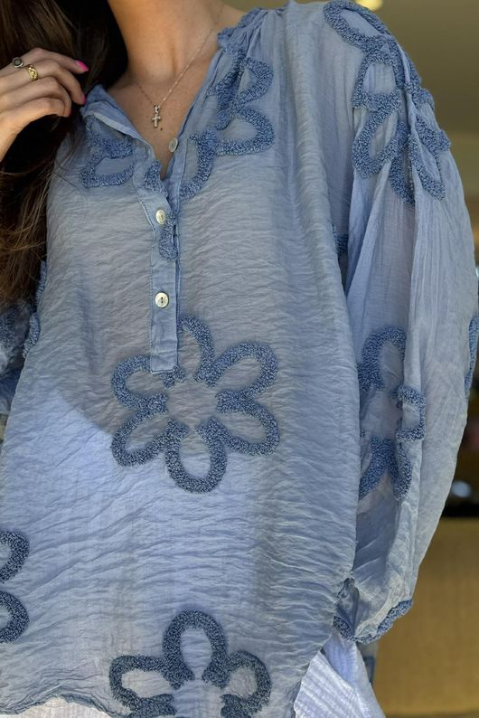Sabo Boucle Flower Blouse Denim